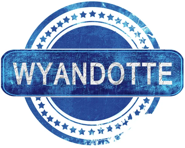 Wyandotte grunge mavi pul. Beyaz izole.