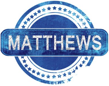 Matthews grunge mavi pul. Beyaz izole.