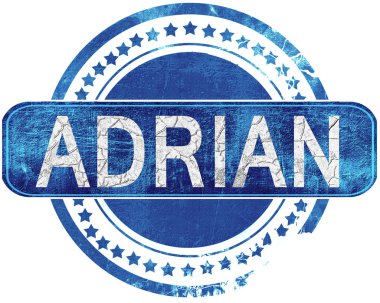 Adrian grunge mavi pul. Beyaz izole.