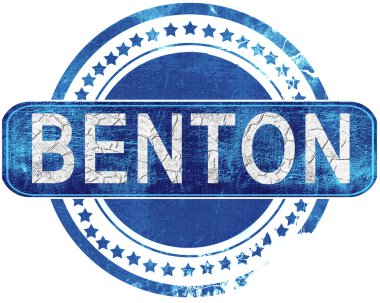 Benton grunge mavi pul. Beyaz izole.