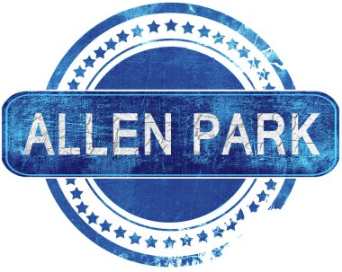 Allen park grunge mavi pul. Beyaz izole.
