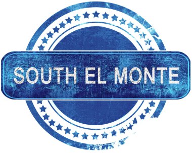 South el monte grunge mavi pul. Beyaz izole.