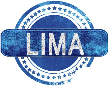 Lima grunge mavi pul. Beyaz izole.