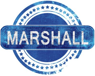 Marshall grunge mavi pul. Beyaz izole.