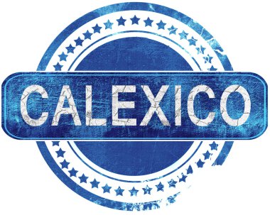 Calexico grunge mavi pul. Beyaz izole.