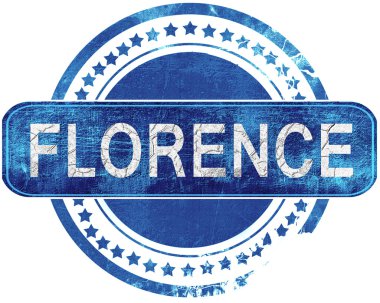 Floransa grunge mavi pul. Beyaz izole.