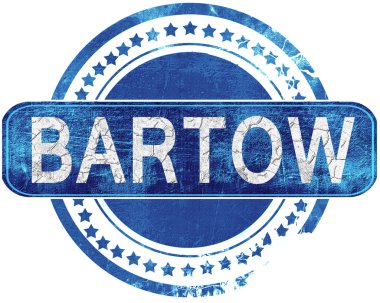 Bartow grunge mavi pul. Beyaz izole.