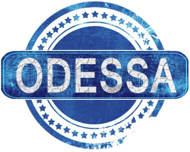Odessa grunge mavi pul. Beyaz izole.