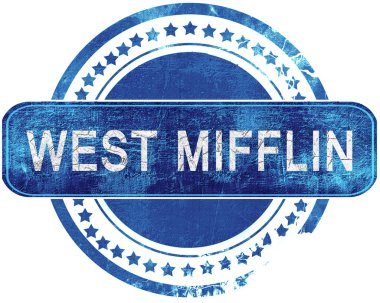 Batı mifflin grunge mavi pul. Beyaz izole.