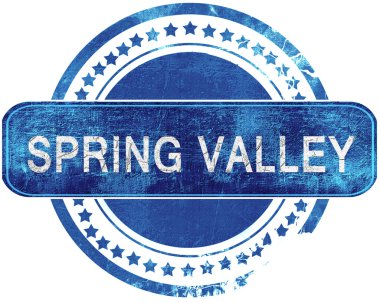 Spring valley grunge mavi pul. Beyaz izole.