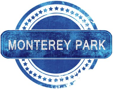 Monterey park grunge mavi pul. Beyaz izole.