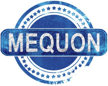 Mequon grunge mavi pul. Beyaz izole.