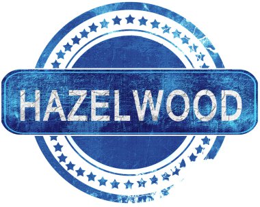 Hazelwood grunge mavi pul. Beyaz izole.