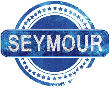 Seymour grunge mavi pul. Beyaz izole.