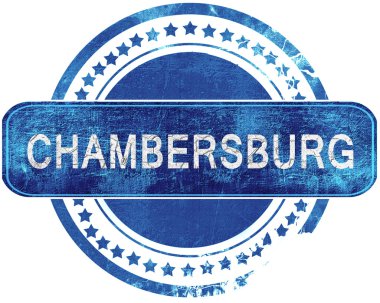 Chambersburg grunge mavi pul. Beyaz izole.