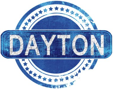 Dayton grunge mavi pul. Beyaz izole.