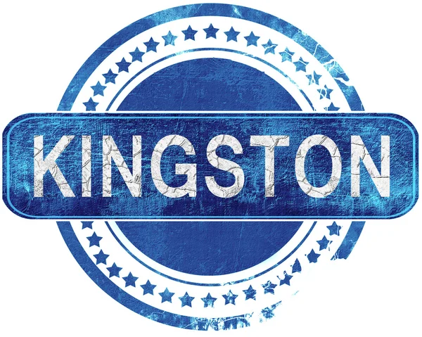 Kingston grunge mavi pul. Beyaz izole.