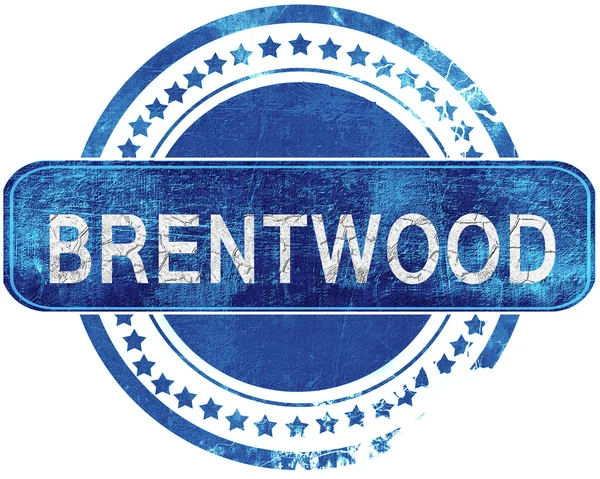 Brentwood grunge mavi pul. Beyaz izole.