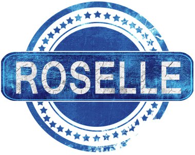 Roselle grunge mavi pul. Beyaz izole.