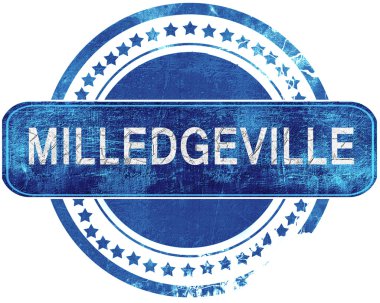 Milledgeville grunge mavi pul. Beyaz izole.