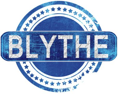 Blythe grunge mavi pul. Beyaz izole.