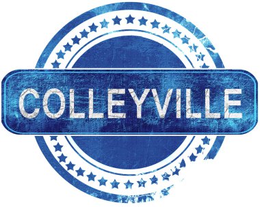 Colleyville grunge mavi pul. Beyaz izole.