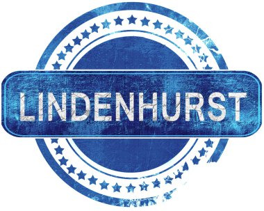 Lindenhurst grunge mavi pul. Beyaz izole.