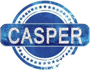 Casper grunge mavi pul. Beyaz izole.