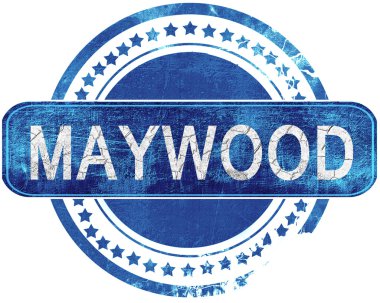 Maywood grunge mavi pul. Beyaz izole.