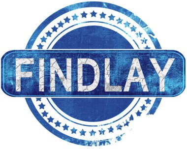 Findlay grunge mavi pul. Beyaz izole.