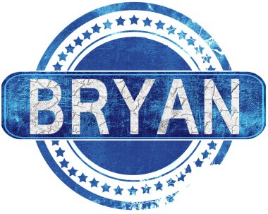 Bryan grunge mavi pul. Beyaz izole.