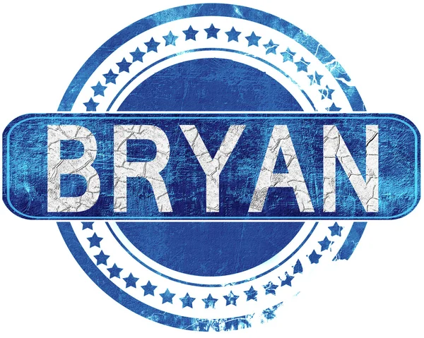 Bryan grunge mavi pul. Beyaz izole.