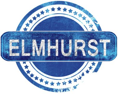 Elmhurst grunge mavi pul. Beyaz izole.