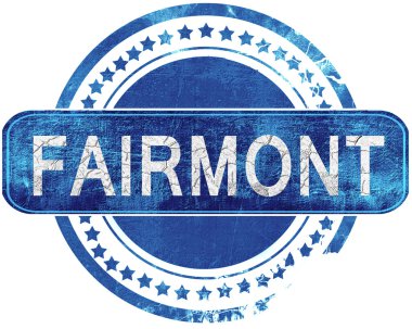 Fairmont grunge mavi pul. Beyaz izole.