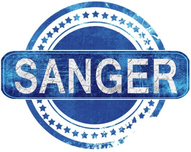 Sanger grunge mavi pul. Beyaz izole.