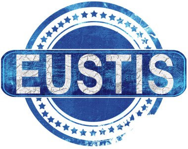 Eustis grunge mavi pul. Beyaz izole.