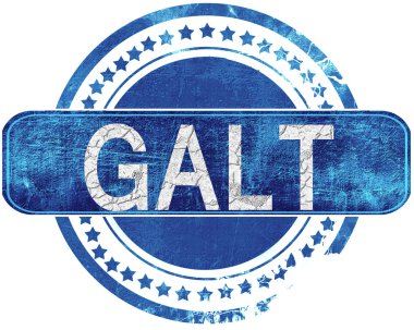 Galt grunge mavi pul. Beyaz izole.