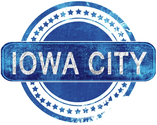 Iowa city grunge mavi pul. Beyaz izole.