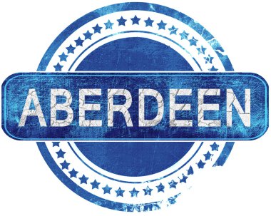 Aberdeen grunge mavi pul. Beyaz izole.