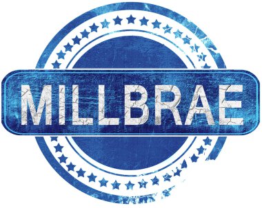 Millbrae grunge mavi pul. Beyaz izole.