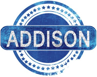 Addison grunge mavi pul. Beyaz izole.