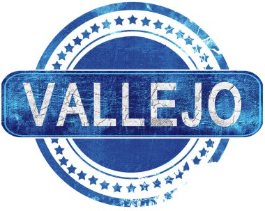 Vallejo grunge mavi pul. Beyaz izole.