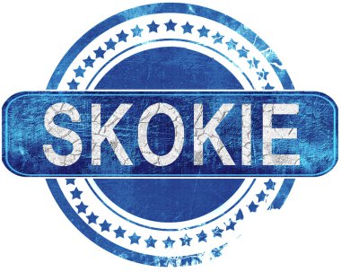 Skokie grunge mavi pul. Beyaz izole.