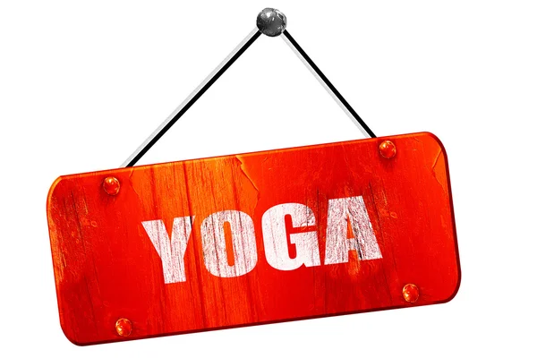 Yoga, rendu 3D, vieux signe rouge vintage — Photo