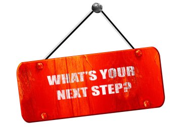 Whats sonraki adım, 3d render, vintage eski kırmızı işaret