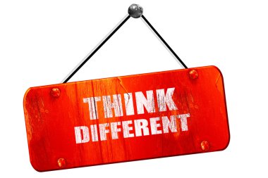 farklı, düşünüyorum 3d render, vintage eski kırmızı işaret