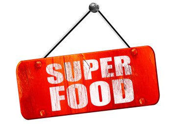 Süper yiyecek, 3d render, vintage eski kırmızı işaret