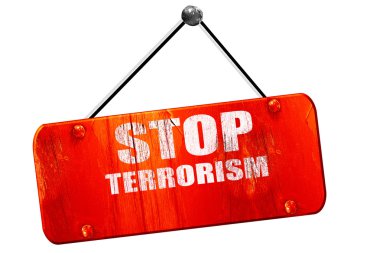 stop terörizm, 3d render, vintage eski kırmızı işaret