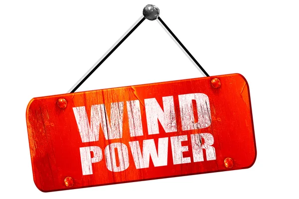 Windkraft, 3D-Rendering, altes rotes Schild — Stockfoto