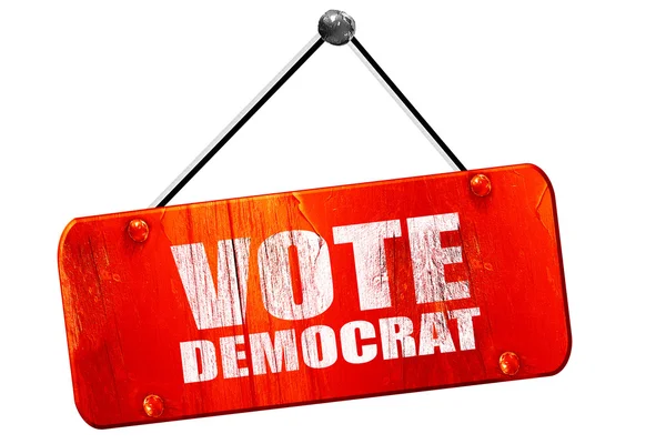 Voto democratico, rendering 3D, vintage vecchio segno rosso — Foto Stock
